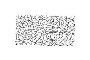Schematische Darstellung von Molekülketten eines Thermoplasts