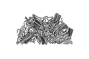 Schematische Darstellung eines teilkristallinen Kunststoffs